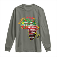 Happy Kwanzaa African Map Long Sleeve Shirt Nguzo Saba Seven Principles African Heritage Gift - Wonder Print Shop