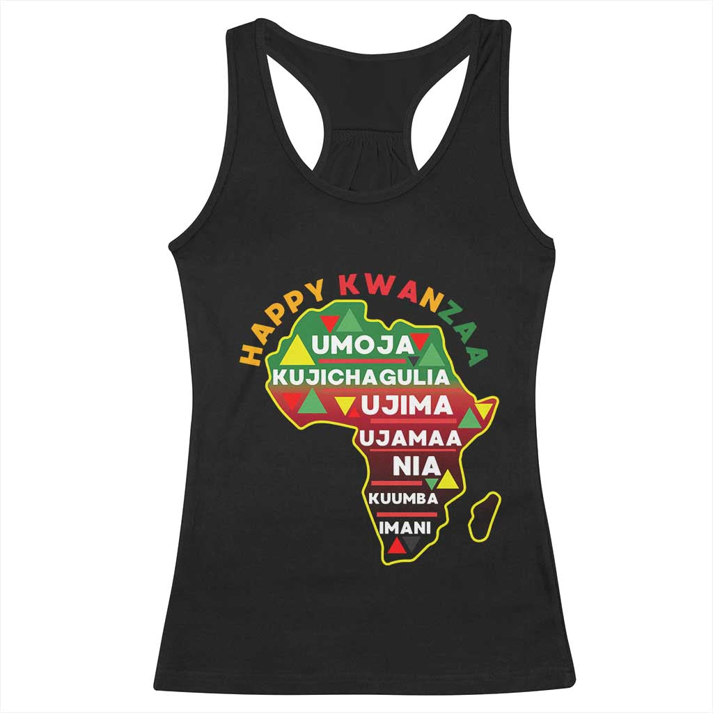Happy Kwanzaa African Map Racerback Tank Top Nguzo Saba Seven Principles African Heritage Gift - Wonder Print Shop