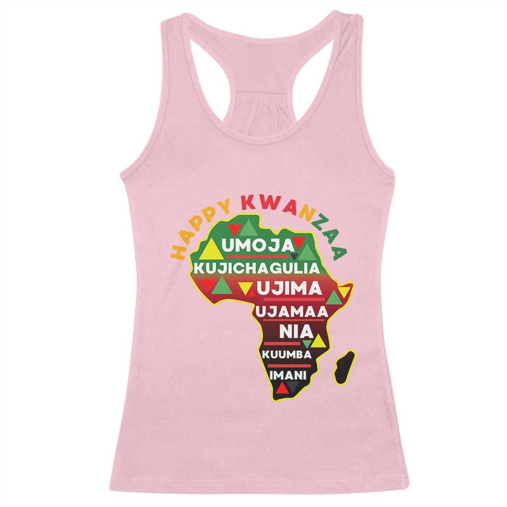 Happy Kwanzaa African Map Racerback Tank Top Nguzo Saba Seven Principles African Heritage Gift - Wonder Print Shop
