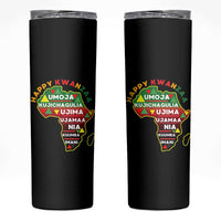 Happy Kwanzaa African Map Skinny Tumbler Nguzo Saba Seven Principles African Heritage Gift - Wonder Print Shop