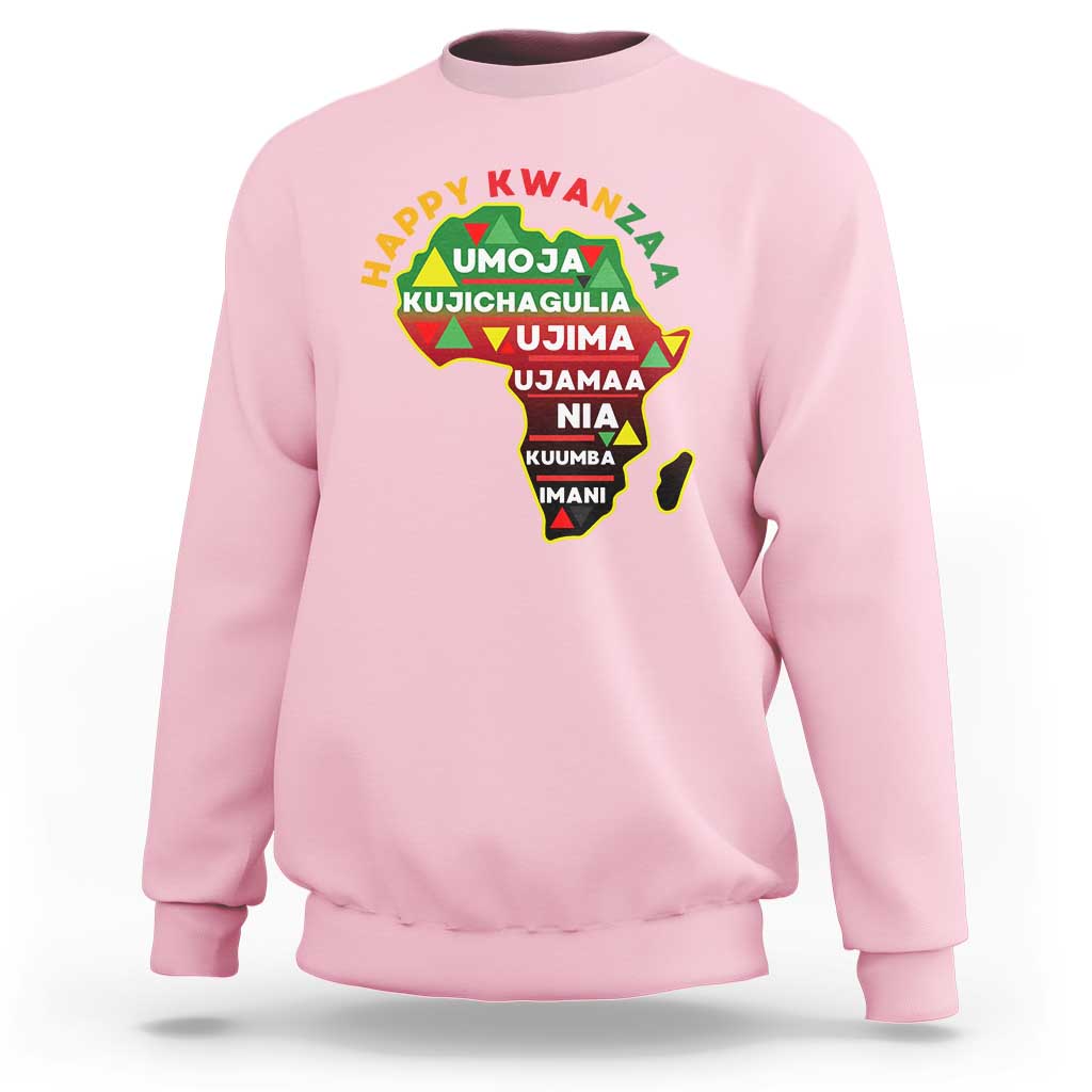 Happy Kwanzaa African Map Sweatshirt Nguzo Saba Seven Principles African Heritage Gift - Wonder Print Shop