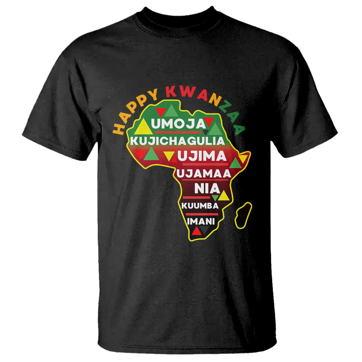 Happy Kwanzaa African Map T Shirt Nguzo Saba Seven Principles African Heritage Gift - Wonder Print Shop