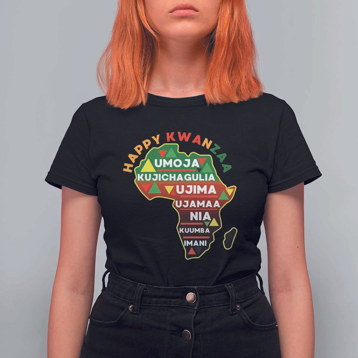 Happy Kwanzaa African Map T Shirt For Women Nguzo Saba Seven Principles African Heritage Gift - Wonder Print Shop