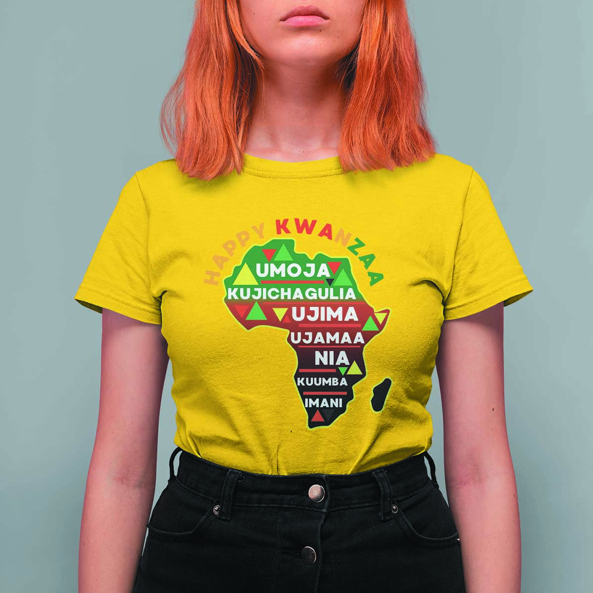 Happy Kwanzaa African Map T Shirt For Women Nguzo Saba Seven Principles African Heritage Gift - Wonder Print Shop