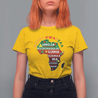 Happy Kwanzaa African Map T Shirt For Women Nguzo Saba Seven Principles African Heritage Gift - Wonder Print Shop