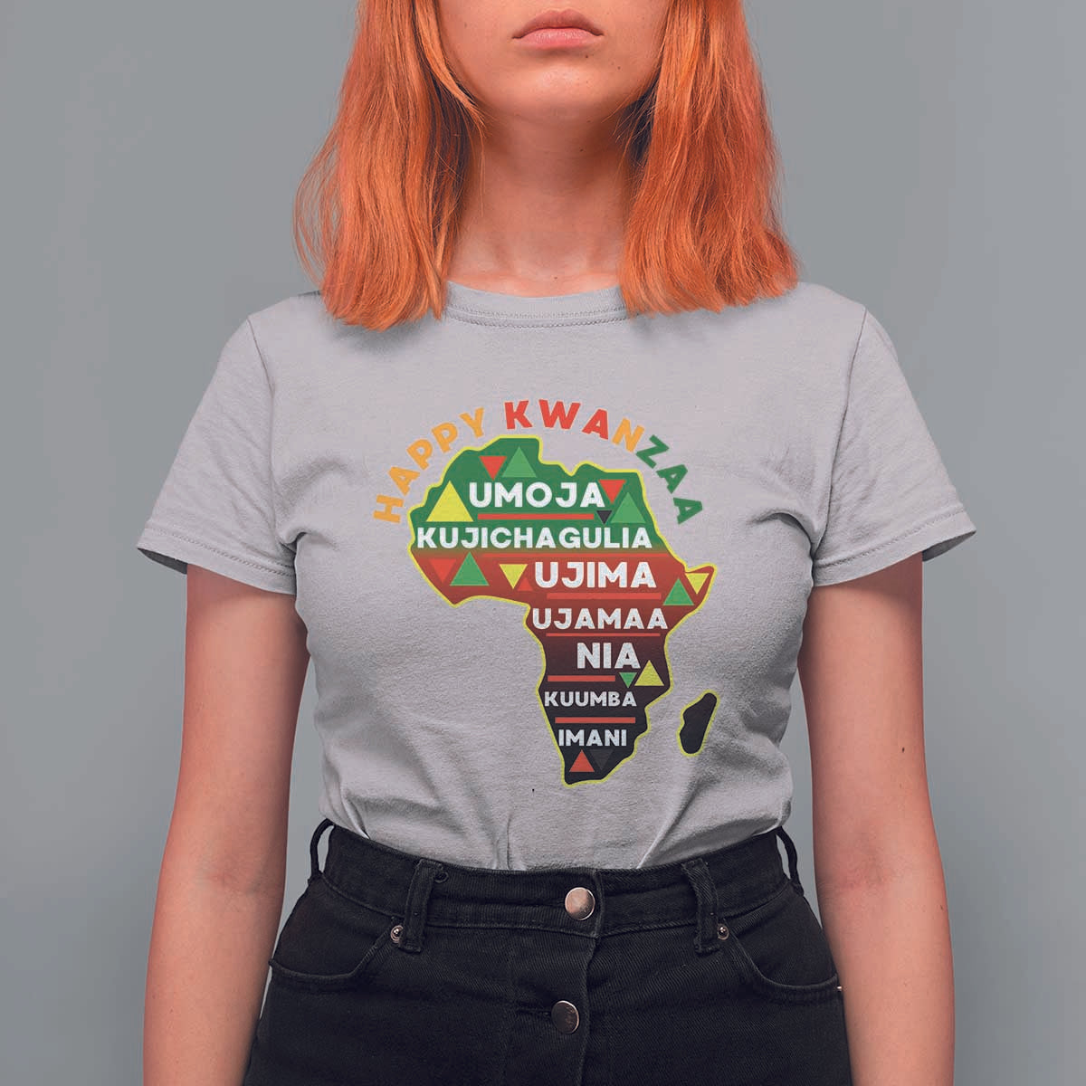 Happy Kwanzaa African Map T Shirt For Women Nguzo Saba Seven Principles African Heritage Gift - Wonder Print Shop