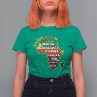 Happy Kwanzaa African Map T Shirt For Women Nguzo Saba Seven Principles African Heritage Gift - Wonder Print Shop