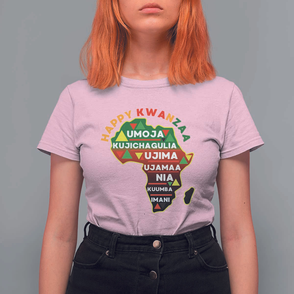 Happy Kwanzaa African Map T Shirt For Women Nguzo Saba Seven Principles African Heritage Gift - Wonder Print Shop