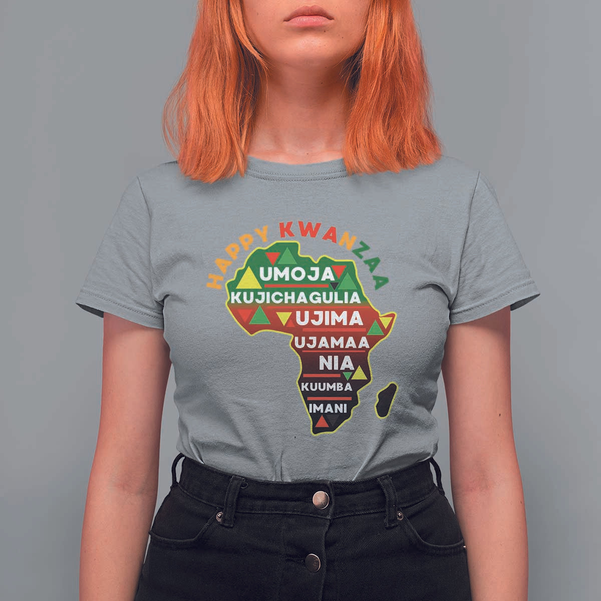Happy Kwanzaa African Map T Shirt For Women Nguzo Saba Seven Principles African Heritage Gift - Wonder Print Shop