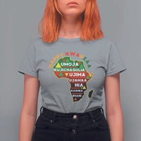 Happy Kwanzaa African Map T Shirt For Women Nguzo Saba Seven Principles African Heritage Gift - Wonder Print Shop