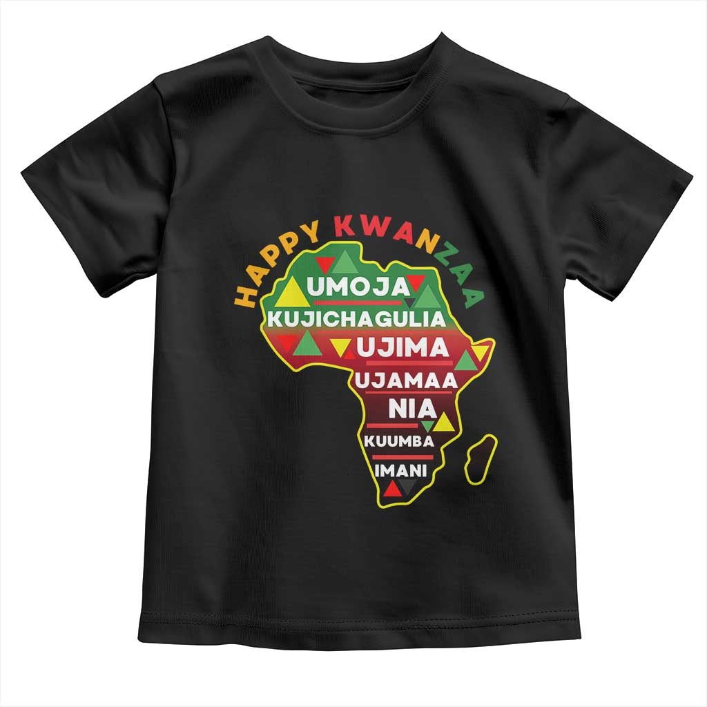 Happy Kwanzaa African Map Toddler T Shirt Nguzo Saba Seven Principles African Heritage Gift - Wonder Print Shop