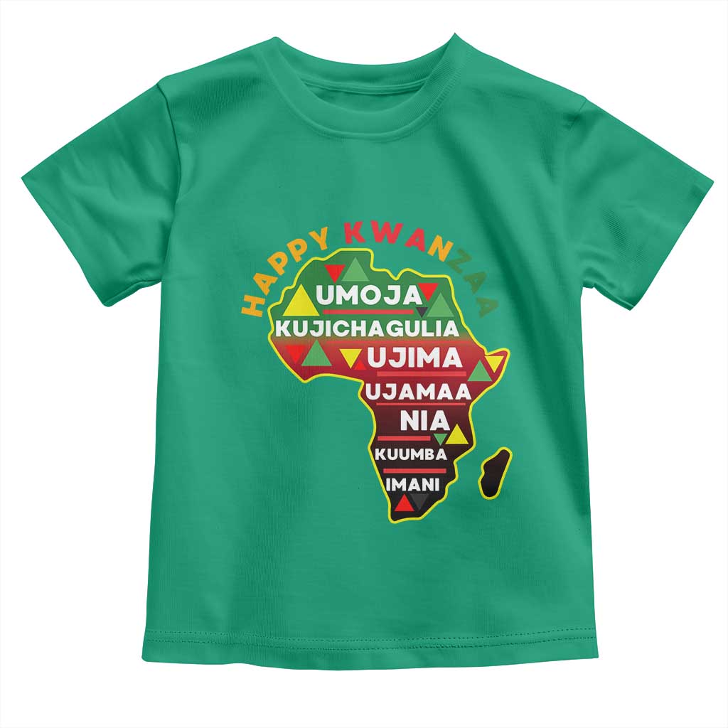 Happy Kwanzaa African Map Toddler T Shirt Nguzo Saba Seven Principles African Heritage Gift - Wonder Print Shop
