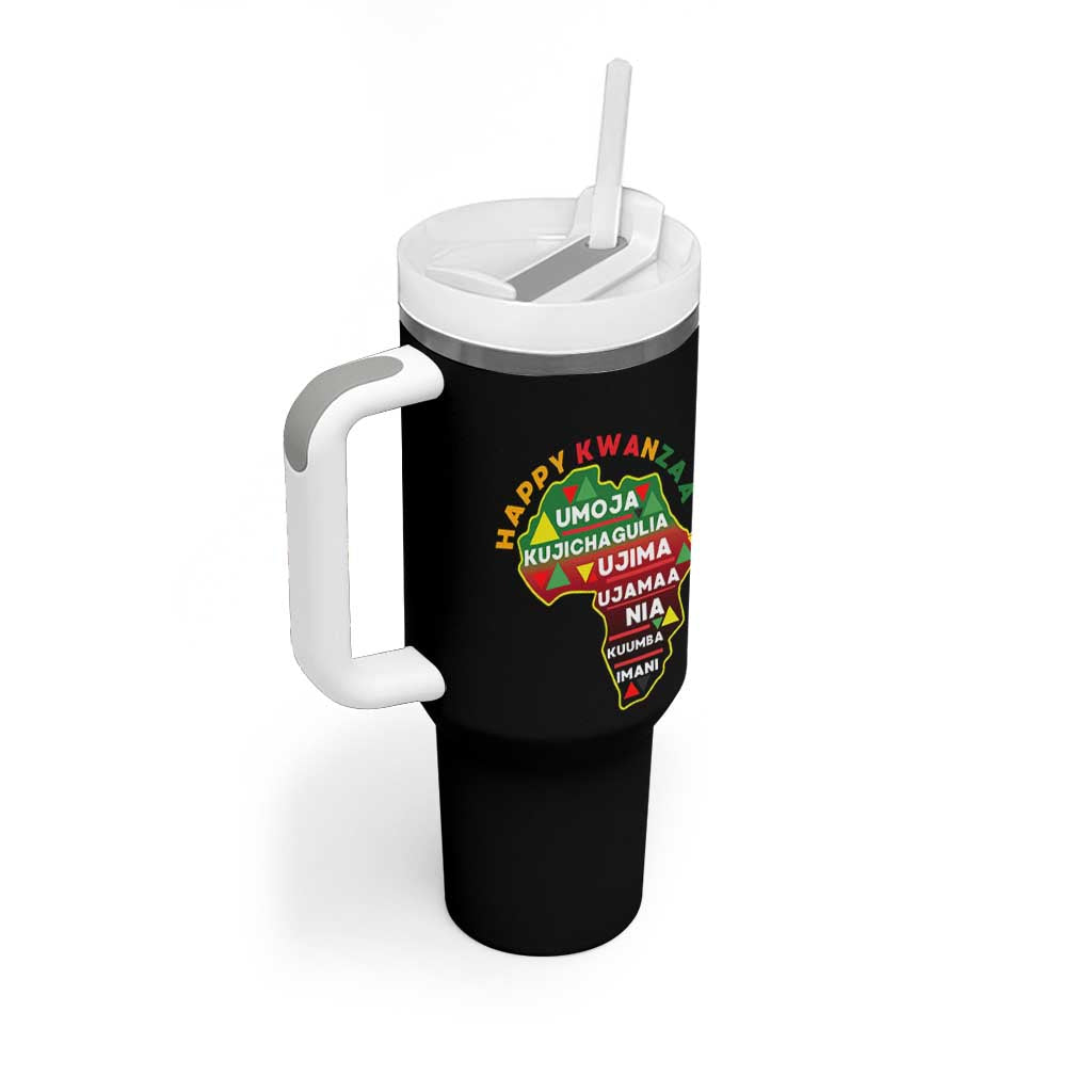 Happy Kwanzaa African Map Tumbler With Handle Nguzo Saba Seven Principles African Heritage Gift - Wonder Print Shop