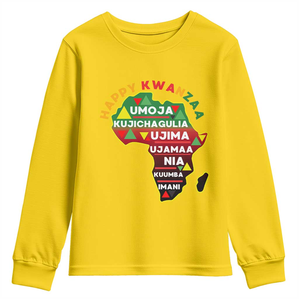 Happy Kwanzaa African Map Youth Sweatshirt Nguzo Saba Seven Principles African Heritage Gift - Wonder Print Shop