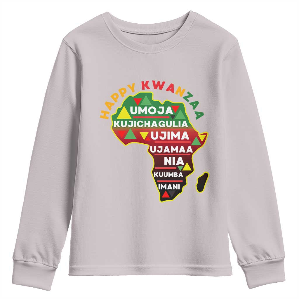 Happy Kwanzaa African Map Youth Sweatshirt Nguzo Saba Seven Principles African Heritage Gift - Wonder Print Shop