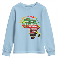 Happy Kwanzaa African Map Youth Sweatshirt Nguzo Saba Seven Principles African Heritage Gift - Wonder Print Shop