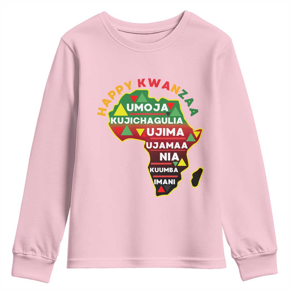 Happy Kwanzaa African Map Youth Sweatshirt Nguzo Saba Seven Principles African Heritage Gift - Wonder Print Shop