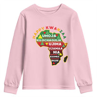 Happy Kwanzaa African Map Youth Sweatshirt Nguzo Saba Seven Principles African Heritage Gift - Wonder Print Shop