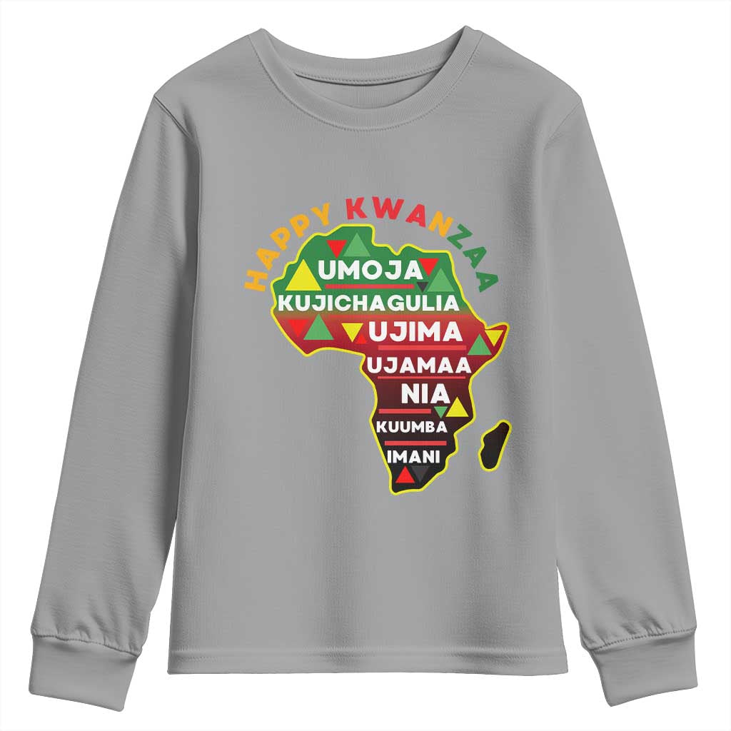 Happy Kwanzaa African Map Youth Sweatshirt Nguzo Saba Seven Principles African Heritage Gift - Wonder Print Shop