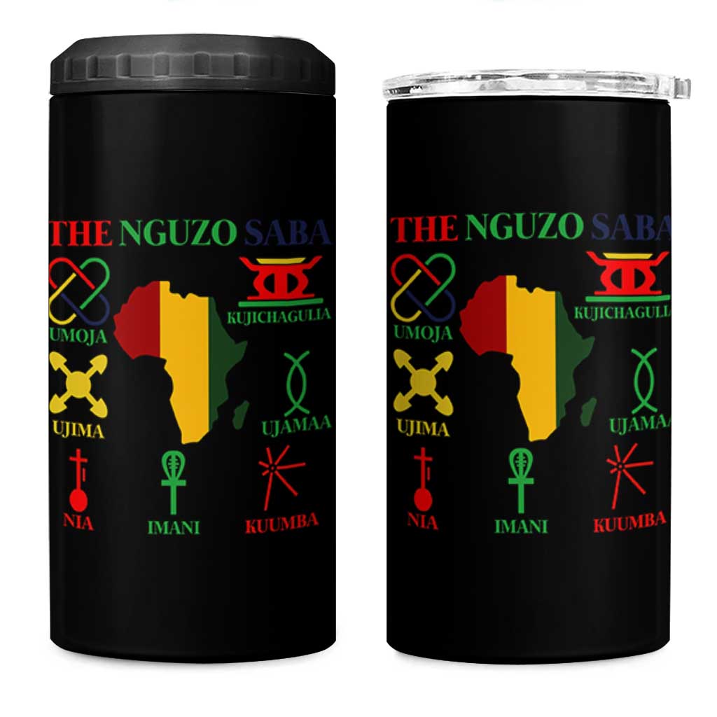 Nguzo Saba Seven Principles 4 in 1 Can Cooler Tumbler Festival Of Lights African Heritage Gift - Wonder Print Shop