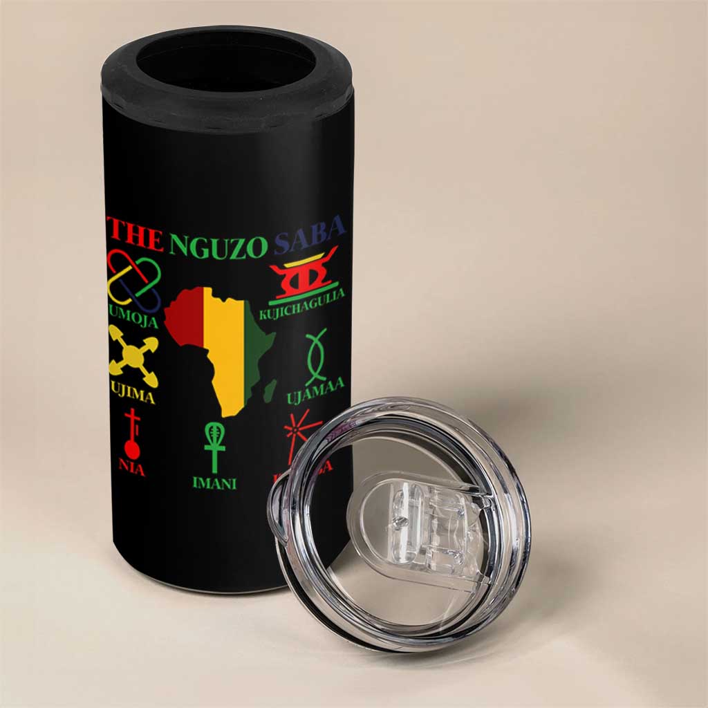 Nguzo Saba Seven Principles 4 in 1 Can Cooler Tumbler Festival Of Lights African Heritage Gift - Wonder Print Shop