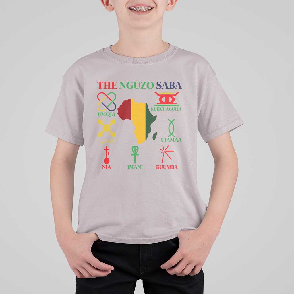 Nguzo Saba Seven Principles T Shirt For Kid Festival Of Lights African Heritage Gift - Wonder Print Shop