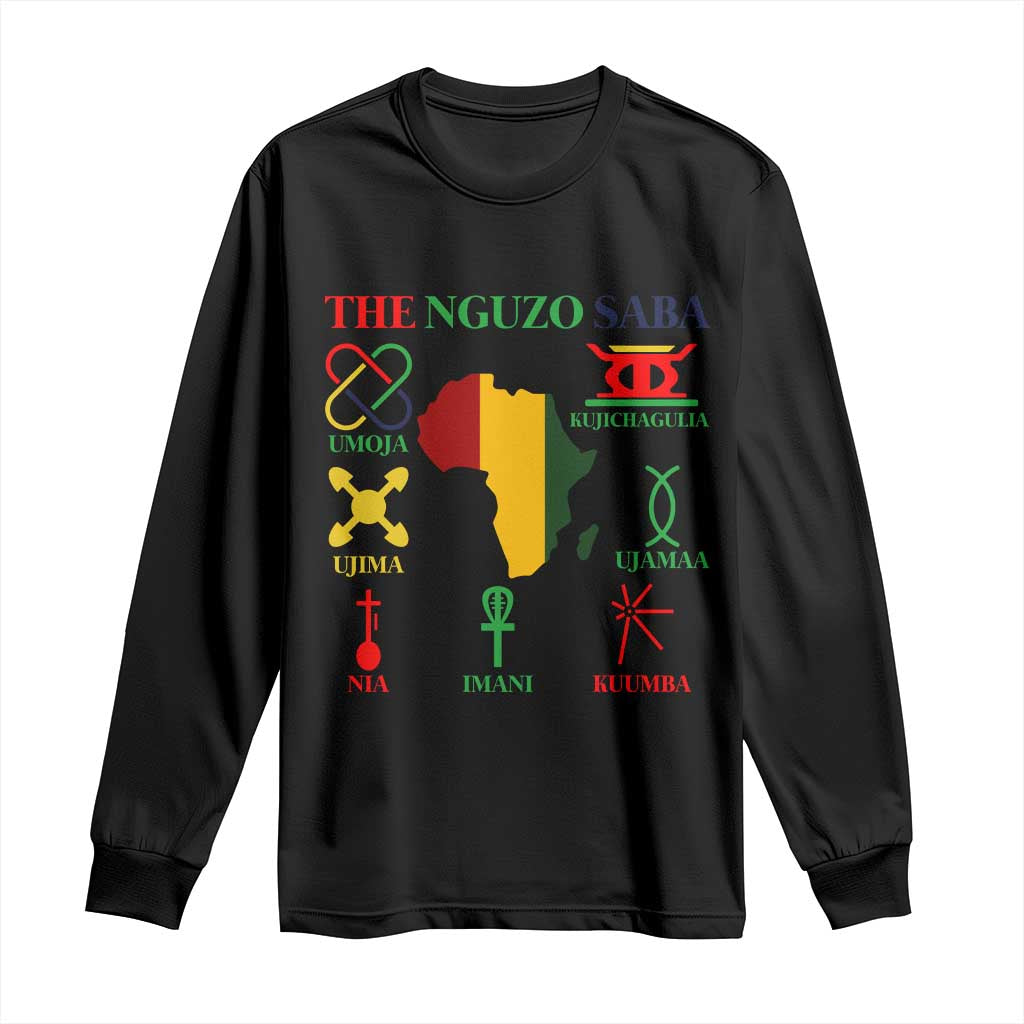 Nguzo Saba Seven Principles Long Sleeve Shirt Festival Of Lights African Heritage Gift - Wonder Print Shop