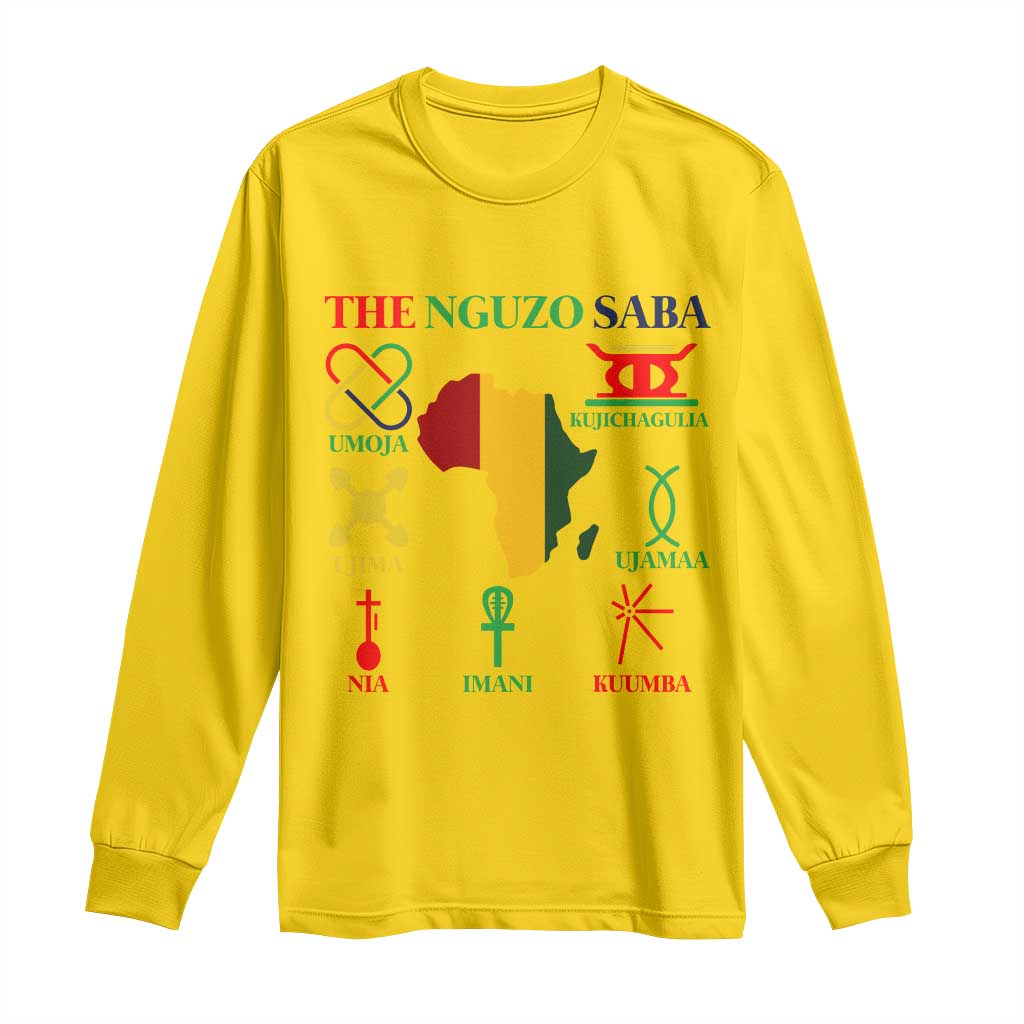 Nguzo Saba Seven Principles Long Sleeve Shirt Festival Of Lights African Heritage Gift - Wonder Print Shop