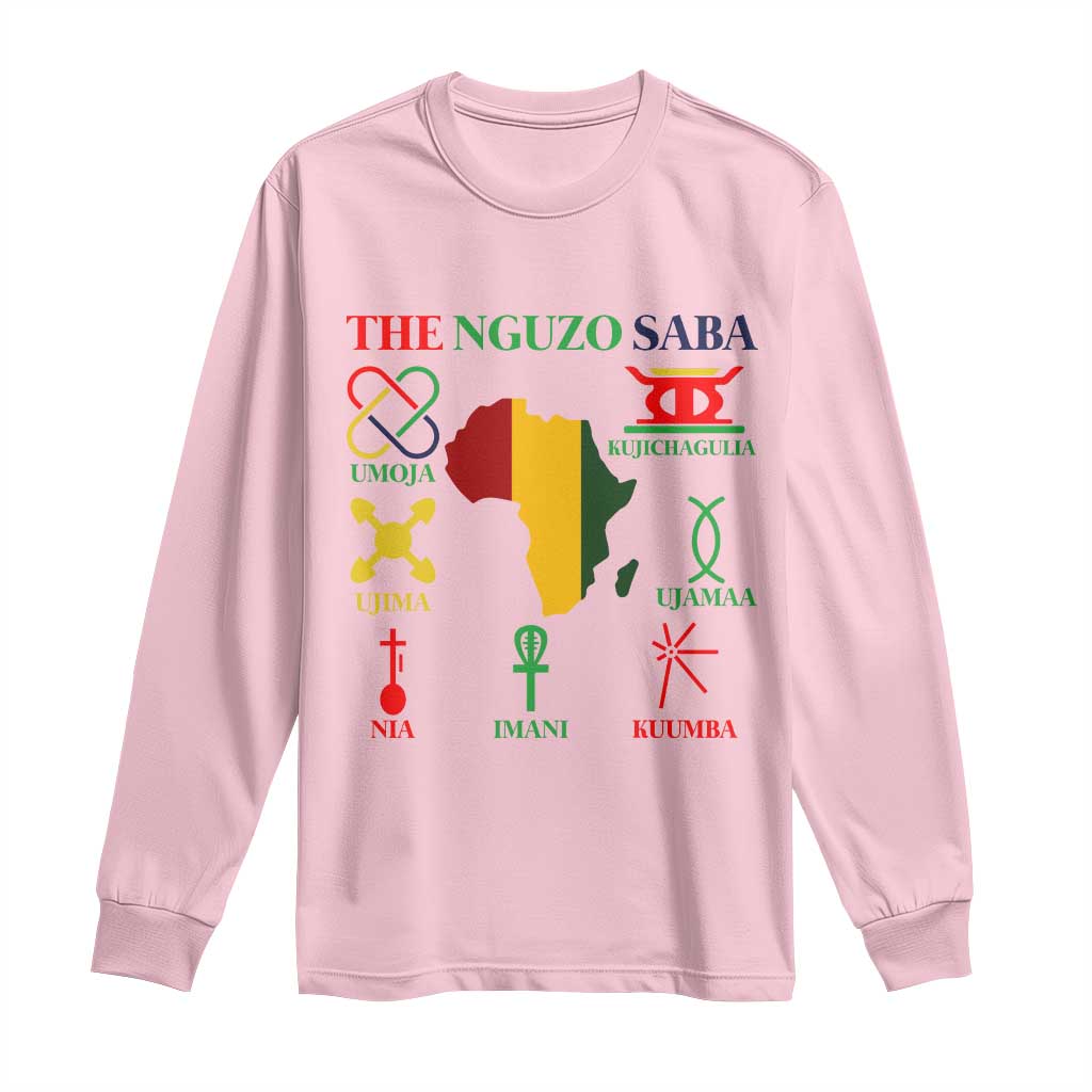 Nguzo Saba Seven Principles Long Sleeve Shirt Festival Of Lights African Heritage Gift - Wonder Print Shop