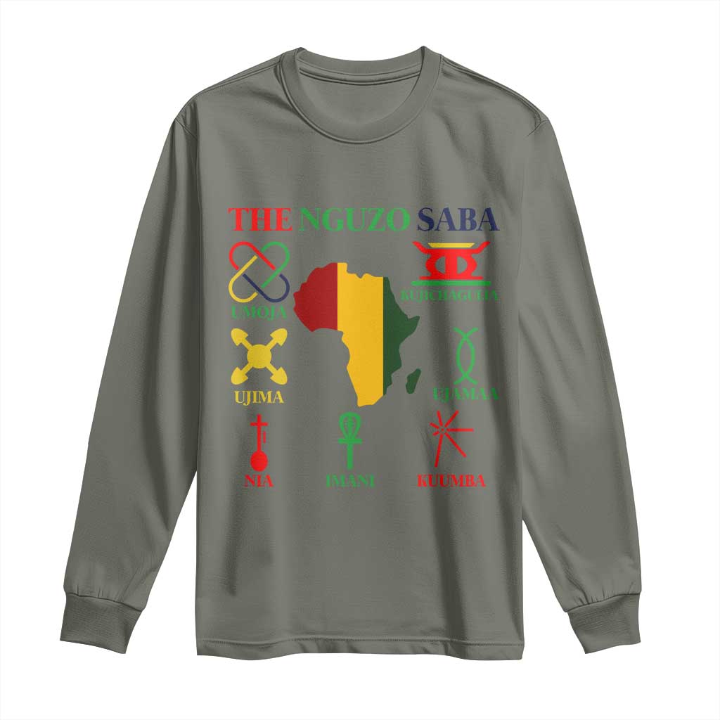Nguzo Saba Seven Principles Long Sleeve Shirt Festival Of Lights African Heritage Gift - Wonder Print Shop