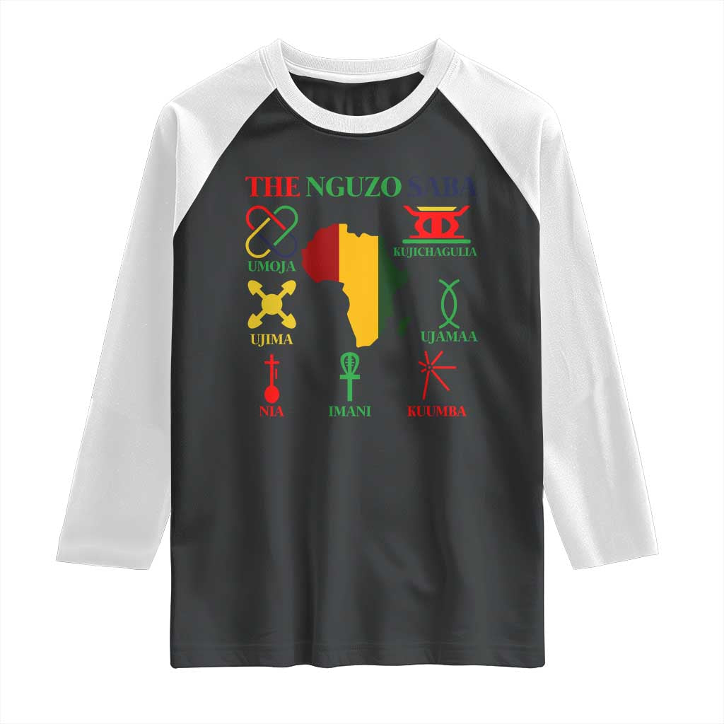 Nguzo Saba Seven Principles Raglan Shirt Festival Of Lights African Heritage Gift - Wonder Print Shop
