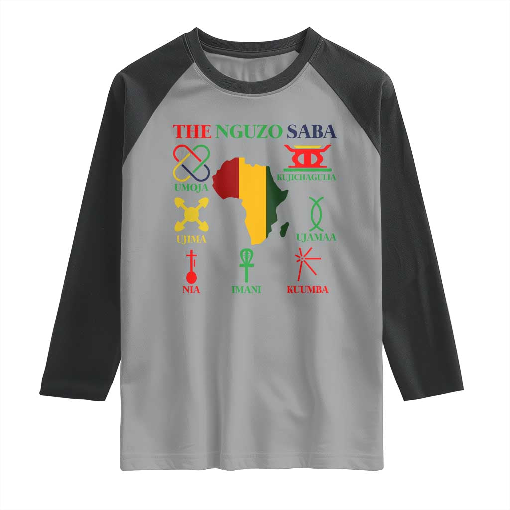 Nguzo Saba Seven Principles Raglan Shirt Festival Of Lights African Heritage Gift - Wonder Print Shop