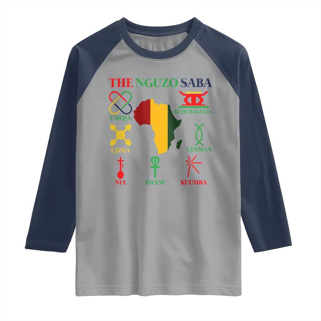 Nguzo Saba Seven Principles Raglan Shirt Festival Of Lights African Heritage Gift - Wonder Print Shop