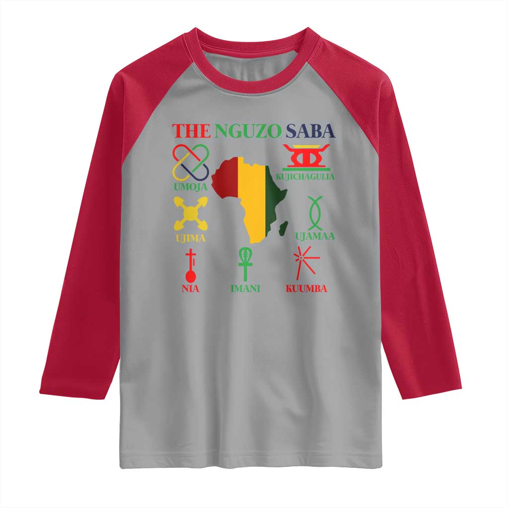 Nguzo Saba Seven Principles Raglan Shirt Festival Of Lights African Heritage Gift - Wonder Print Shop