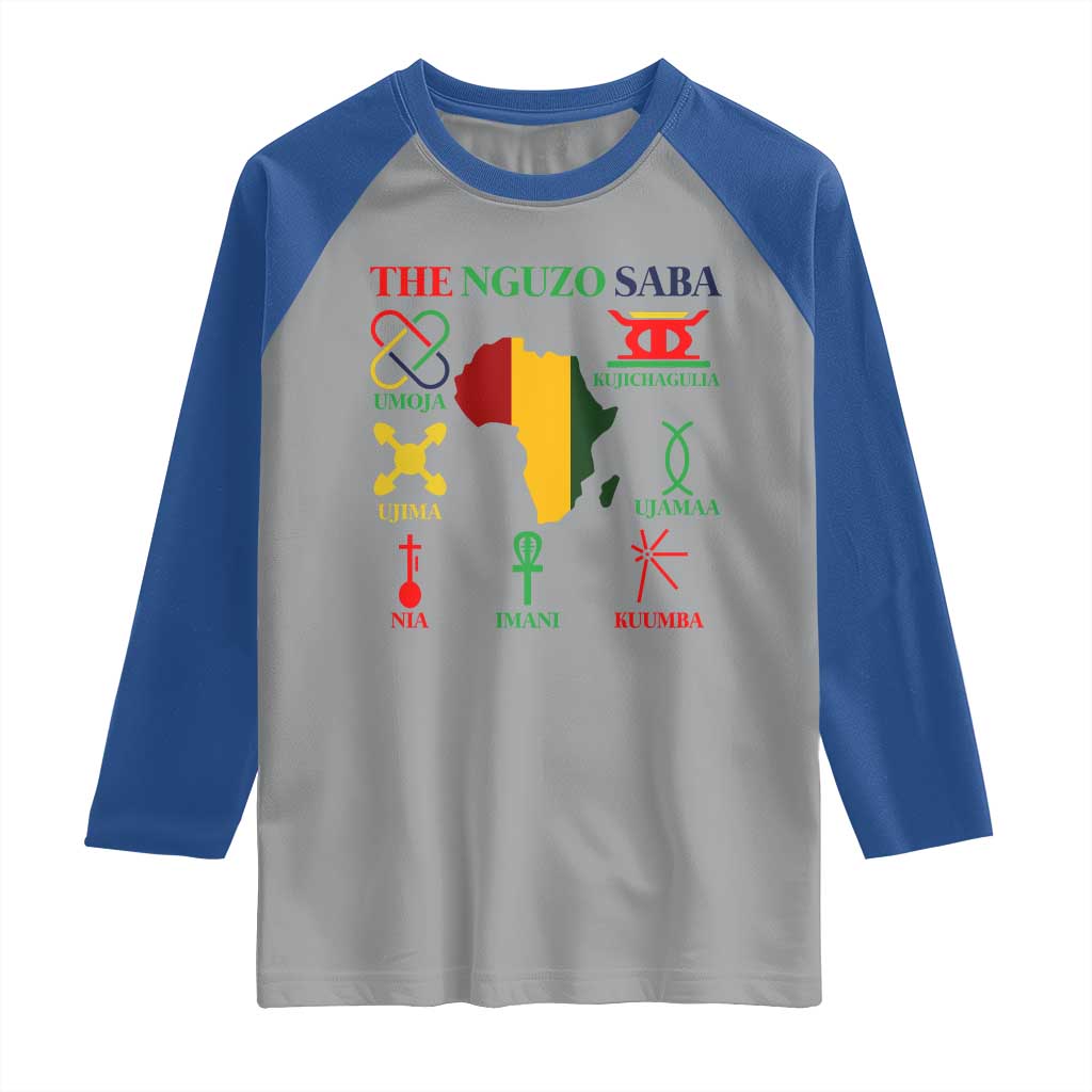 Nguzo Saba Seven Principles Raglan Shirt Festival Of Lights African Heritage Gift - Wonder Print Shop