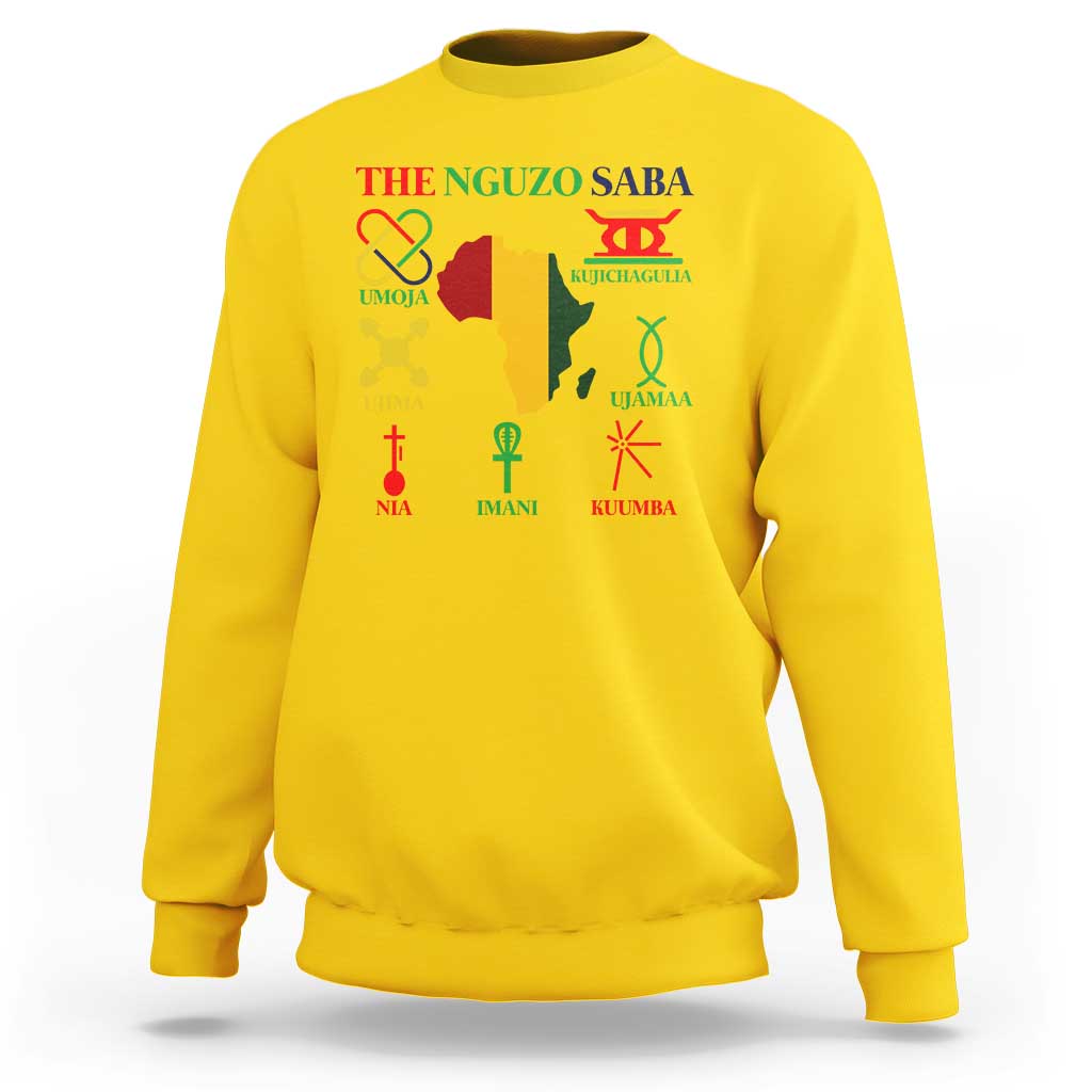Nguzo Saba Seven Principles Sweatshirt Festival Of Lights African Heritage Gift - Wonder Print Shop