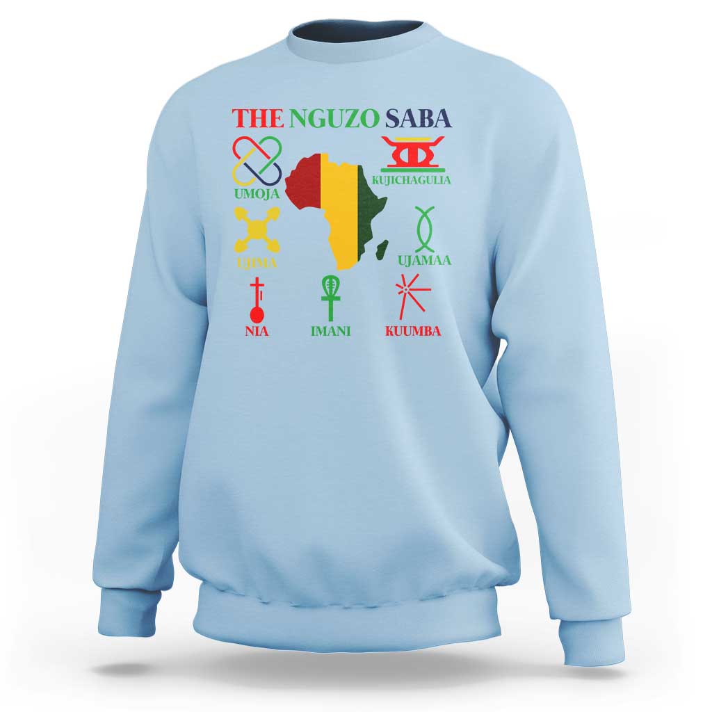 Nguzo Saba Seven Principles Sweatshirt Festival Of Lights African Heritage Gift - Wonder Print Shop