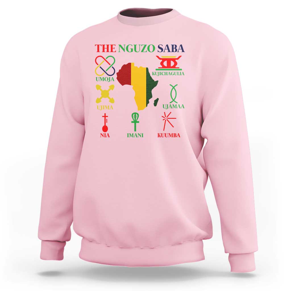 Nguzo Saba Seven Principles Sweatshirt Festival Of Lights African Heritage Gift - Wonder Print Shop
