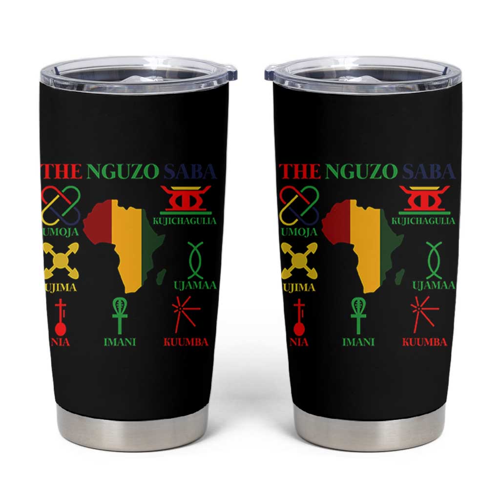 Nguzo Saba Seven Principles Tumbler Cup Festival Of Lights African Heritage Gift - Wonder Print Shop