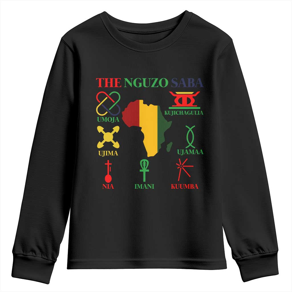 Nguzo Saba Seven Principles Youth Sweatshirt Festival Of Lights African Heritage Gift - Wonder Print Shop