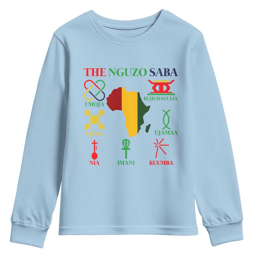 Nguzo Saba Seven Principles Youth Sweatshirt Festival Of Lights African Heritage Gift - Wonder Print Shop