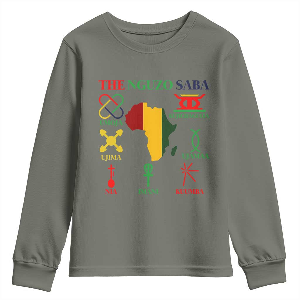 Nguzo Saba Seven Principles Youth Sweatshirt Festival Of Lights African Heritage Gift - Wonder Print Shop