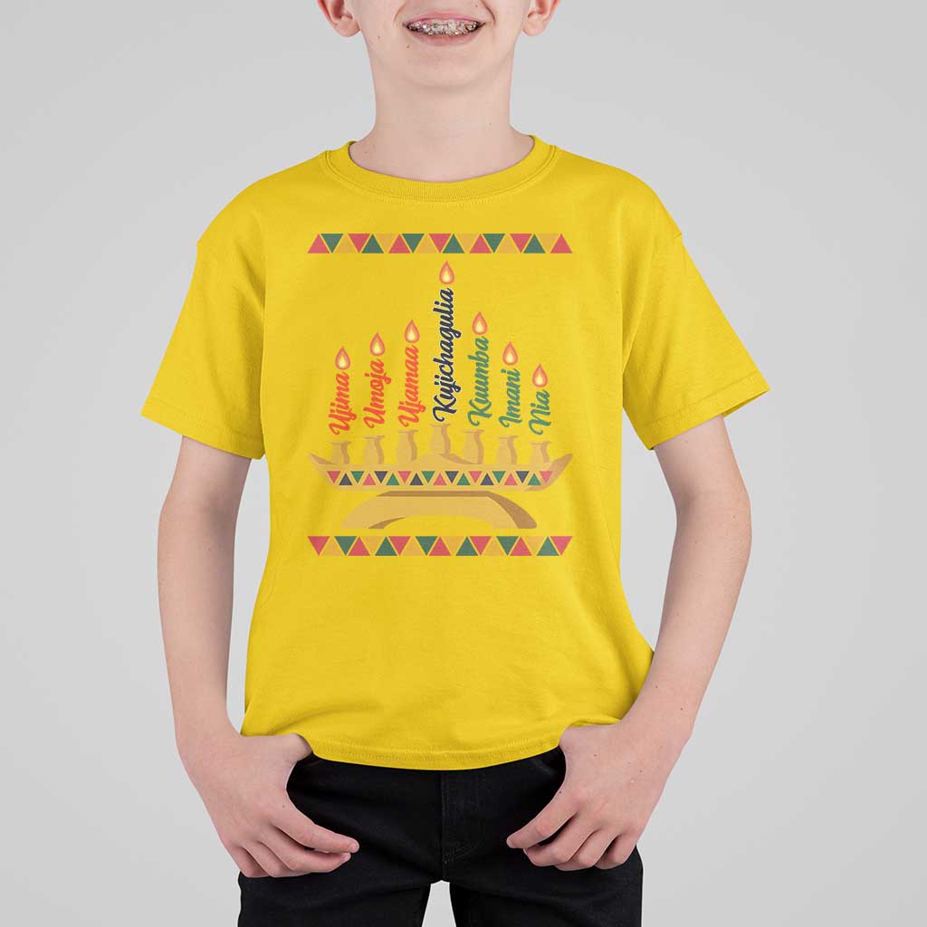 7 Principles Of Kwanzaa T Shirt For Kid Festival Of Lights African Heritage Gift - Wonder Print Shop