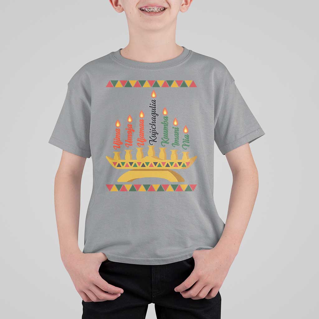 7 Principles Of Kwanzaa T Shirt For Kid Festival Of Lights African Heritage Gift - Wonder Print Shop
