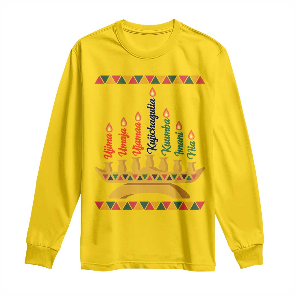 7 Principles Of Kwanzaa Long Sleeve Shirt Festival Of Lights African Heritage Gift - Wonder Print Shop