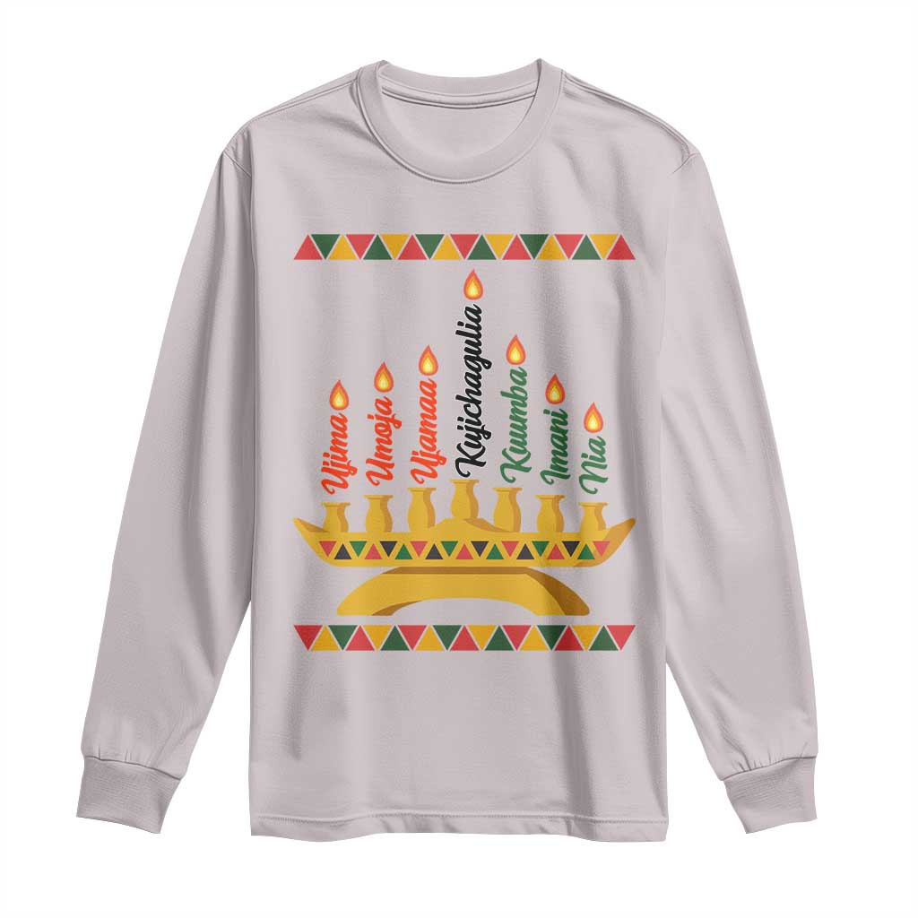 7 Principles Of Kwanzaa Long Sleeve Shirt Festival Of Lights African Heritage Gift - Wonder Print Shop