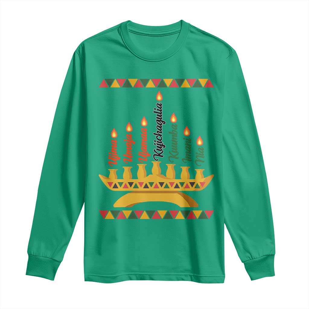 7 Principles Of Kwanzaa Long Sleeve Shirt Festival Of Lights African Heritage Gift - Wonder Print Shop