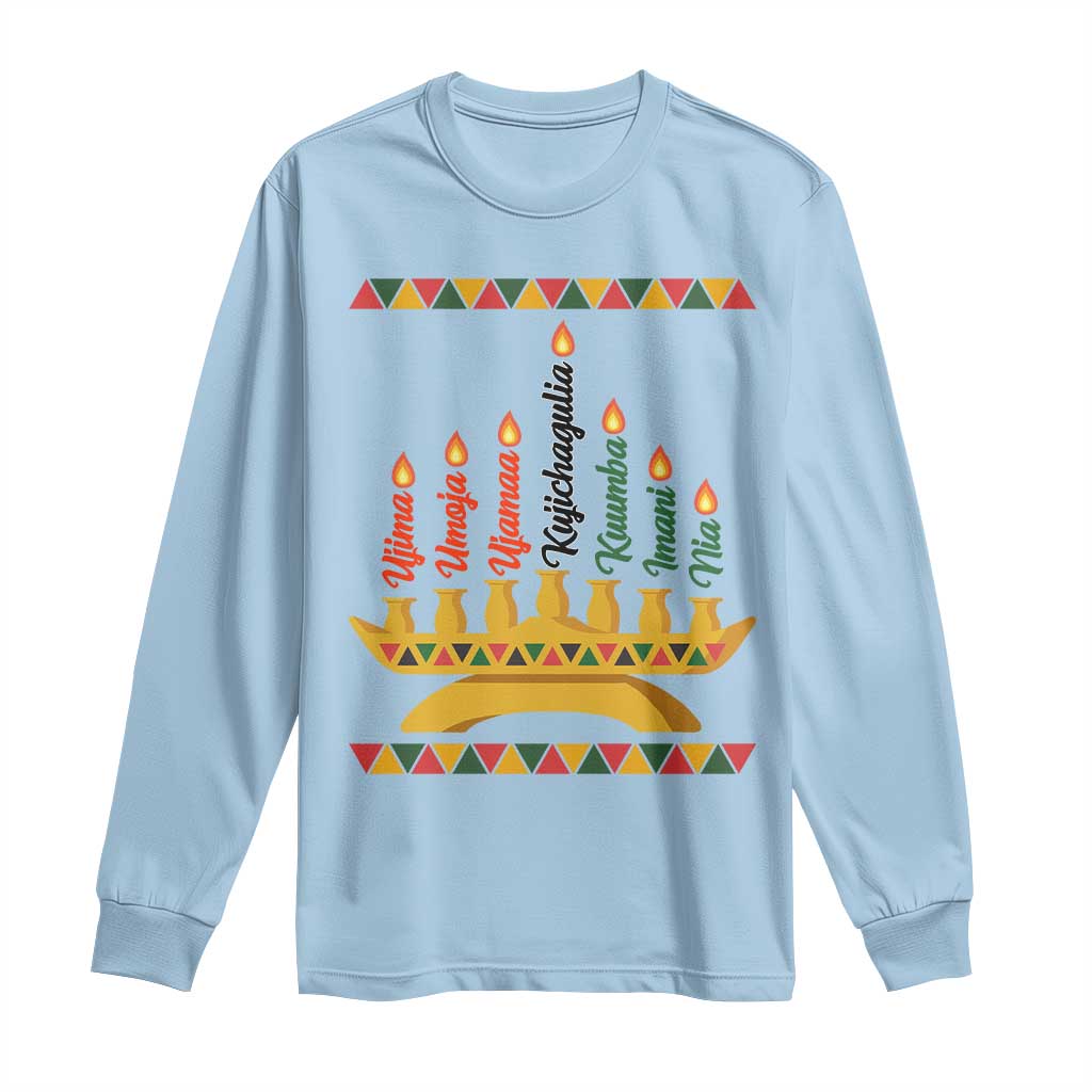 7 Principles Of Kwanzaa Long Sleeve Shirt Festival Of Lights African Heritage Gift - Wonder Print Shop