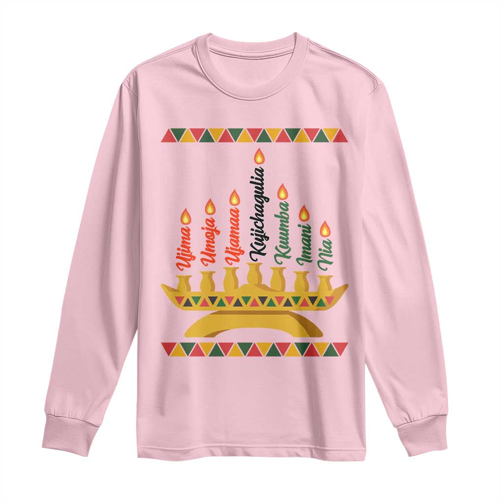 7 Principles Of Kwanzaa Long Sleeve Shirt Festival Of Lights African Heritage Gift - Wonder Print Shop