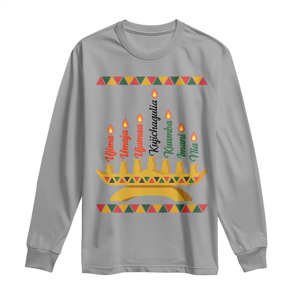 7 Principles Of Kwanzaa Long Sleeve Shirt Festival Of Lights African Heritage Gift - Wonder Print Shop